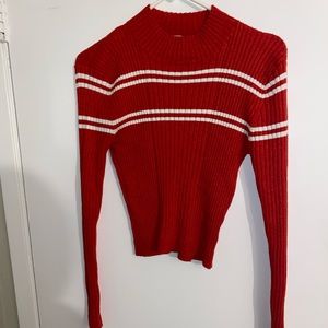 Red turtleneck sweater